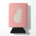 New Zealand White Rabbit Pink Check Can or Bottle Hugger Cooler Sleeve for Standard 12 oz Cans, Insulated Foam Beer & Soda Can Hugger Reusable