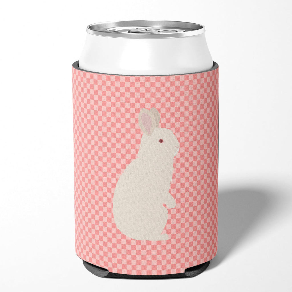 New Zealand White Rabbit Pink Check Can or Bottle Hugger Cooler Sleeve for Standard 12 oz Cans, Insulated Foam Beer & Soda Can Hugger Reusable