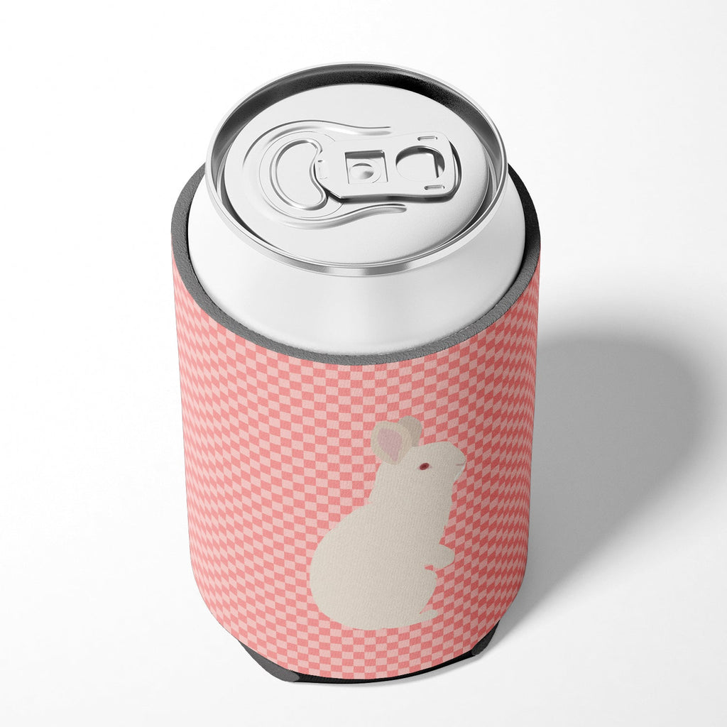 New Zealand White Rabbit Pink Check Can or Bottle Hugger Cooler Sleeve for Standard 12 oz Cans, Insulated Foam Beer & Soda Can Hugger Reusable