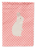 New Zealand White Rabbit Pink Check House Flag 28x40 Porch Sleeve Pole Decorative Outside Yard Banner Artwork Wall Hanging, Polyester