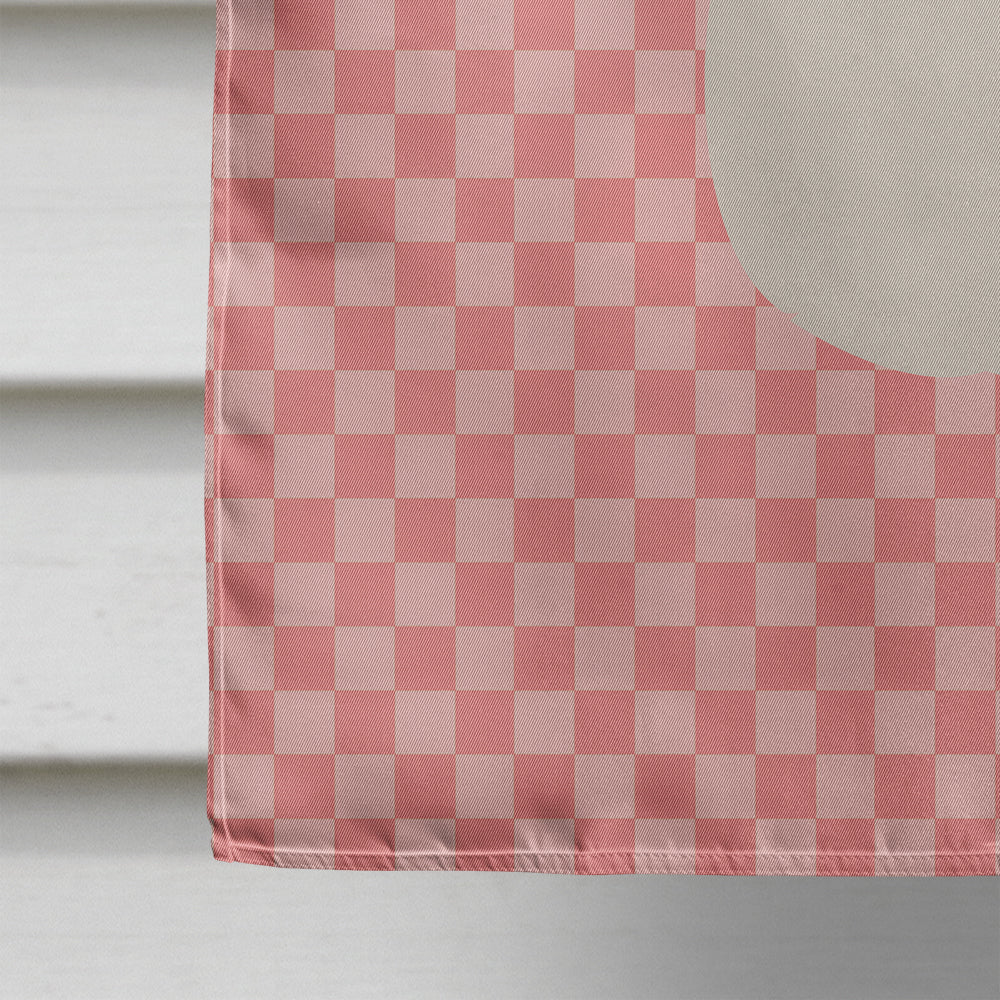 New Zealand White Rabbit Pink Check House Flag 28x40 Porch Sleeve Pole Decorative Outside Yard Banner Artwork Wall Hanging, Polyester