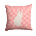 New Zealand White Rabbit Pink Check Decorative Throw Pillow 14x14 Indoor Outdoor Accent Cushion, Fabric Cover with Insert for Sofa, Bed, Porch & Living Room