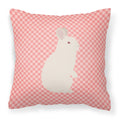 New Zealand White Rabbit Pink Check Decorative Throw Pillow 18x18 Indoor Outdoor Accent Cushion, Fabric Cover with Insert for Sofa, Bed, Porch & Living Room