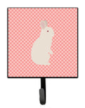 New Zealand White Rabbit Pink Check Leash or Key Holder Wall Hooks, Key Hooks Holder, Coat Rack Wall Mount, Coat Hooks, Hooks for Hanging Keys, Towels, Aprons, Leashes