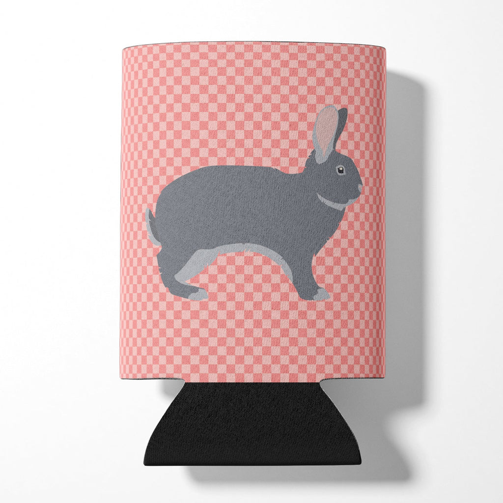 Giant Chinchilla Rabbit Pink Check Can or Bottle Hugger Cooler Sleeve for Standard 12 oz Cans, Insulated Foam Beer & Soda Can Hugger Reusable