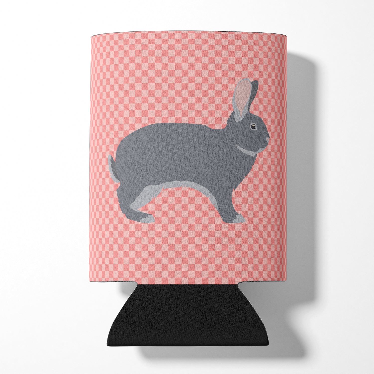 Giant Chinchilla Rabbit Pink Check Can or Bottle Hugger Cooler Sleeve for Standard 12 oz Cans, Insulated Foam Beer & Soda Can Hugger Reusable