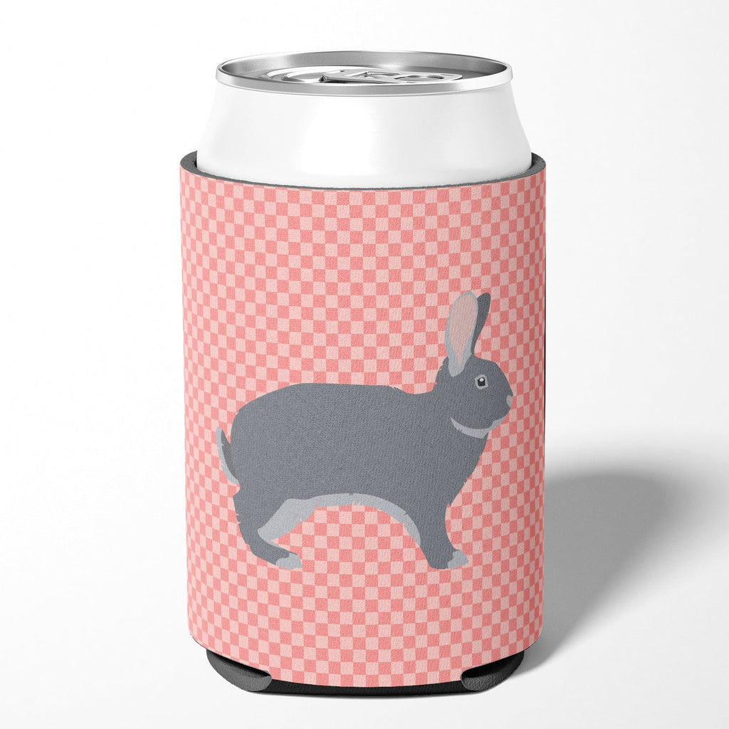 Giant Chinchilla Rabbit Pink Check Can or Bottle Hugger Cooler Sleeve for Standard 12 oz Cans, Insulated Foam Beer & Soda Can Hugger Reusable