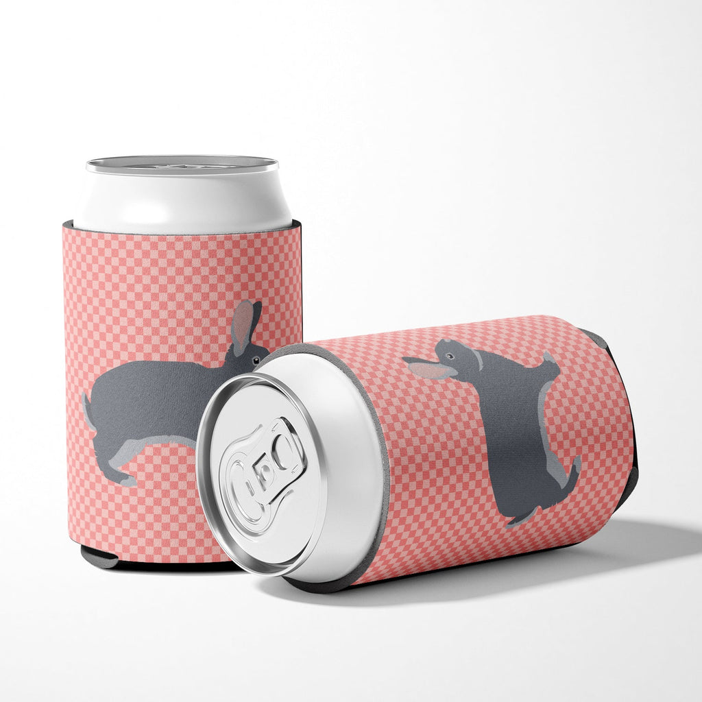 Giant Chinchilla Rabbit Pink Check Can or Bottle Hugger Cooler Sleeve for Standard 12 oz Cans, Insulated Foam Beer & Soda Can Hugger Reusable