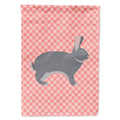 Giant Chinchilla Rabbit Pink Check House Flag 28x40 Porch Sleeve Pole Decorative Outside Yard Banner Artwork Wall Hanging, Polyester