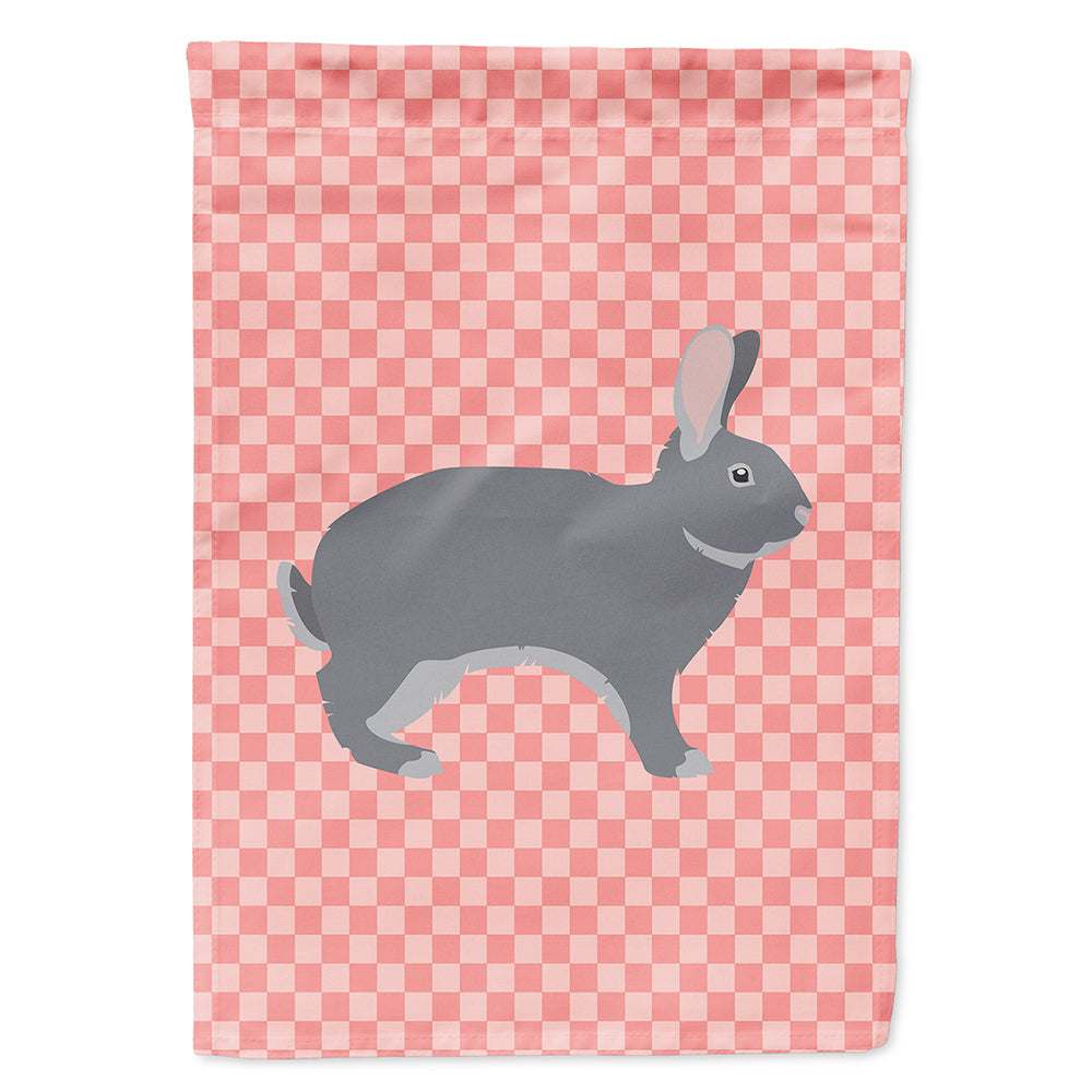 Giant Chinchilla Rabbit Pink Check House Flag 28x40 Porch Sleeve Pole Decorative Outside Yard Banner Artwork Wall Hanging, Polyester