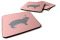 Giant Chinchilla Rabbit Pink Check Foam Coasters Set of 4 Cup Coasters for Indoor Outdoor, Tabletop Protection, Anti Slip, Mouse pad Material