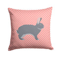 Giant Chinchilla Rabbit Pink Check Decorative Throw Pillow 14x14 Indoor Outdoor Accent Cushion, Fabric Cover with Insert for Sofa, Bed, Porch & Living Room