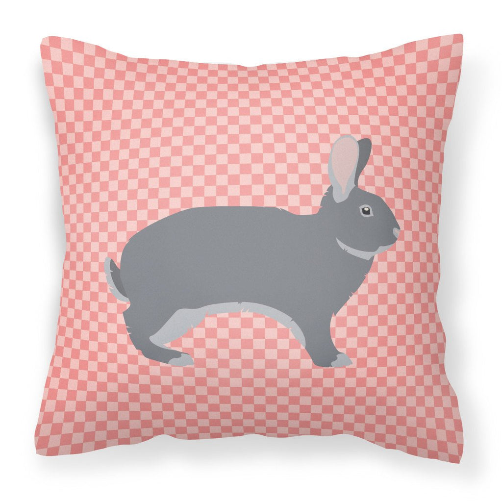 Giant Chinchilla Rabbit Pink Check Decorative Throw Pillow 18x18 Indoor Outdoor Accent Cushion, Fabric Cover with Insert for Sofa, Bed, Porch & Living Room