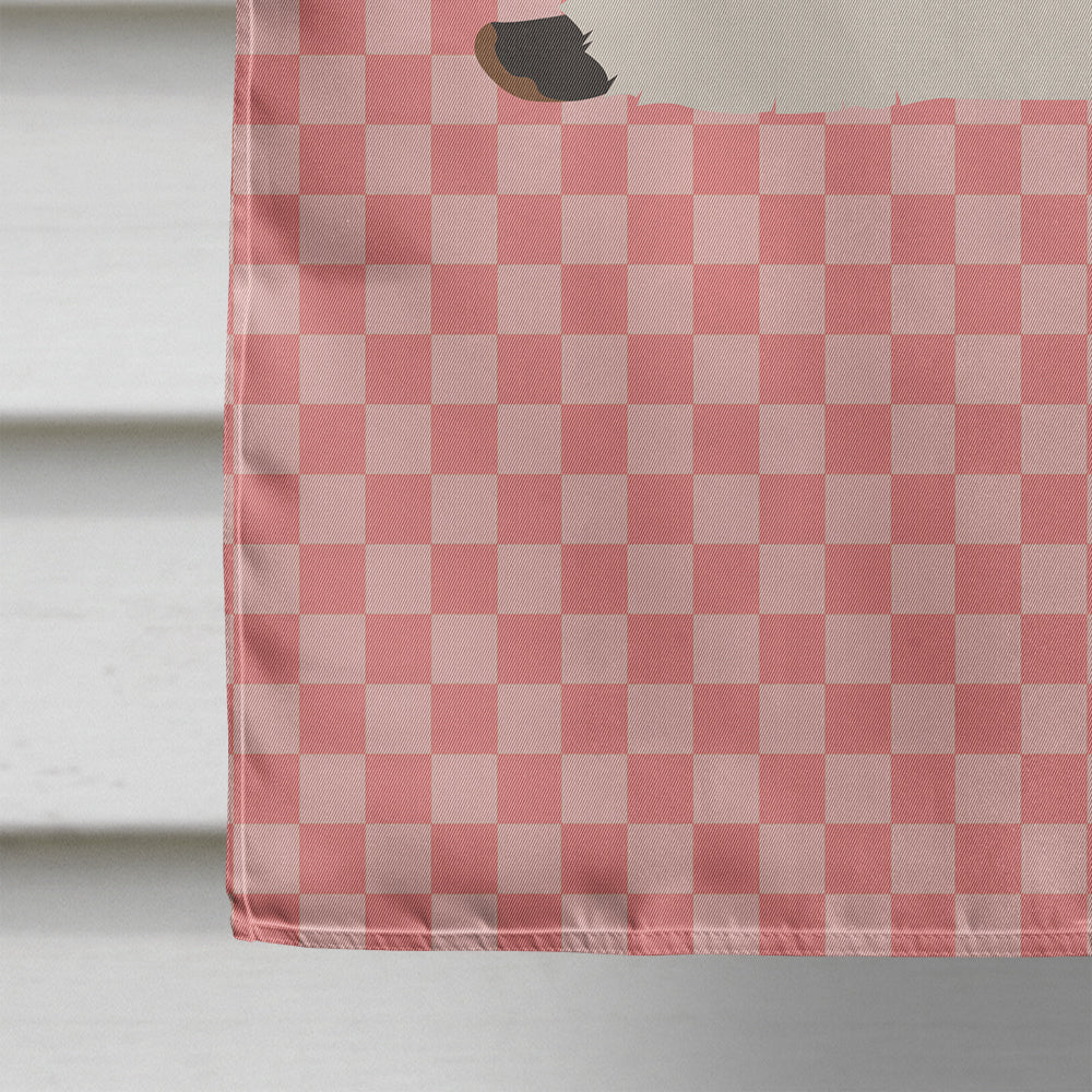 California White Rabbit Pink Check House Flag 28x40 Porch Sleeve Pole Decorative Outside Yard Banner Artwork Wall Hanging, Polyester