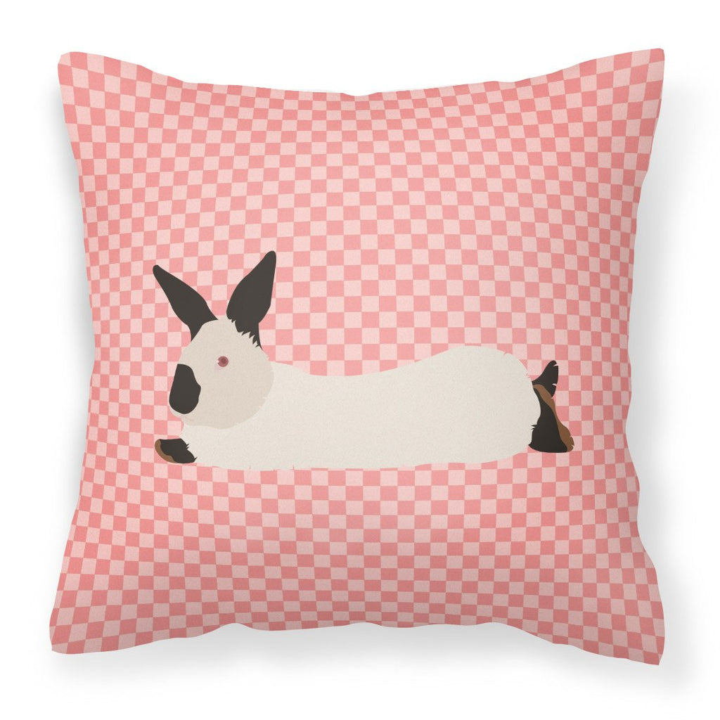 California White Rabbit Pink Check Decorative Throw Pillow 18x18 Indoor Outdoor Accent Cushion, Fabric Cover with Insert for Sofa, Bed, Porch & Living Room