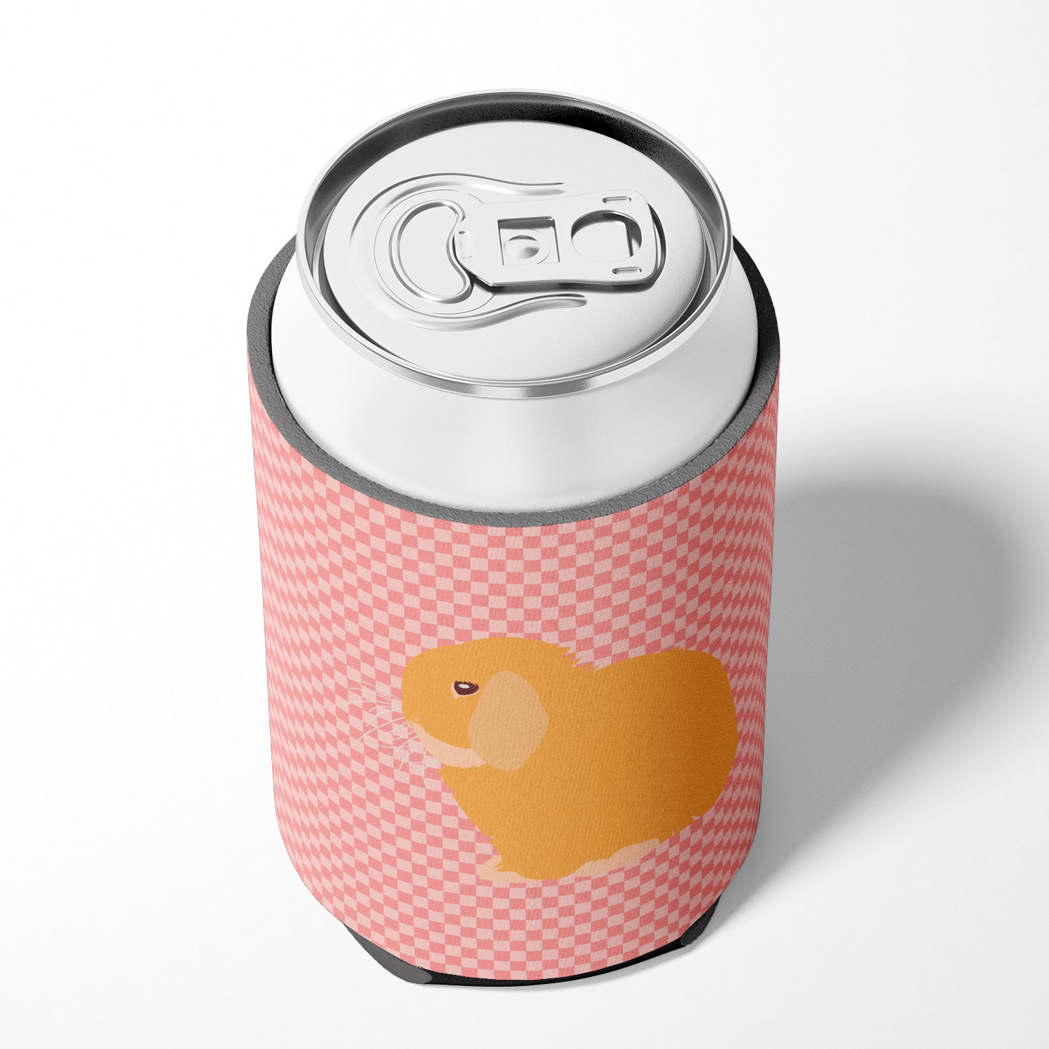 Holland Lop Rabbit Pink Check Can or Bottle Hugger Cooler Sleeve for Standard 12 oz Cans, Insulated Foam Beer & Soda Can Hugger Reusable