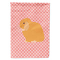 Holland Lop Rabbit Pink Check House Flag 28x40 Porch Sleeve Pole Decorative Outside Yard Banner Artwork Wall Hanging, Polyester