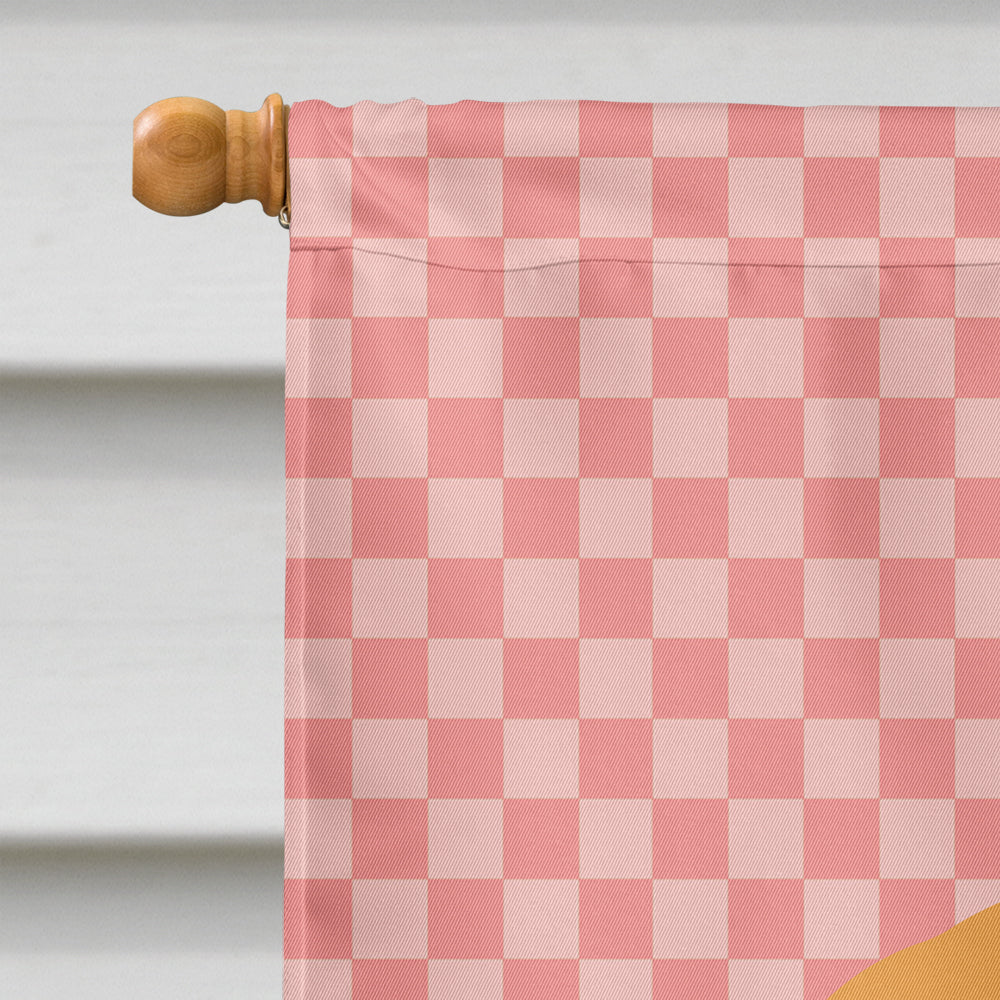 Holland Lop Rabbit Pink Check House Flag 28x40 Porch Sleeve Pole Decorative Outside Yard Banner Artwork Wall Hanging, Polyester