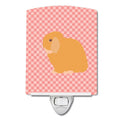 Holland Lop Rabbit Pink Check Ceramic Night Light Compact, UL-Certified, Ideal for Bedroom, Bathroom, Nursery, Hallway, Kitchen, 6x4x3, Multicolor