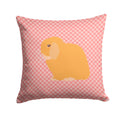 Holland Lop Rabbit Pink Check Decorative Throw Pillow 14x14 Indoor Outdoor Accent Cushion, Fabric Cover with Insert for Sofa, Bed, Porch & Living Room