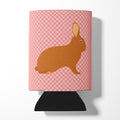 Rex Rabbit Pink Check Can or Bottle Hugger Cooler Sleeve for Standard 12 oz Cans, Insulated Foam Beer & Soda Can Hugger Reusable
