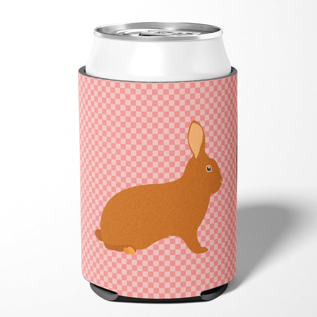 Rex Rabbit Pink Check Can or Bottle Hugger Cooler Sleeve for Standard 12 oz Cans, Insulated Foam Beer & Soda Can Hugger Reusable
