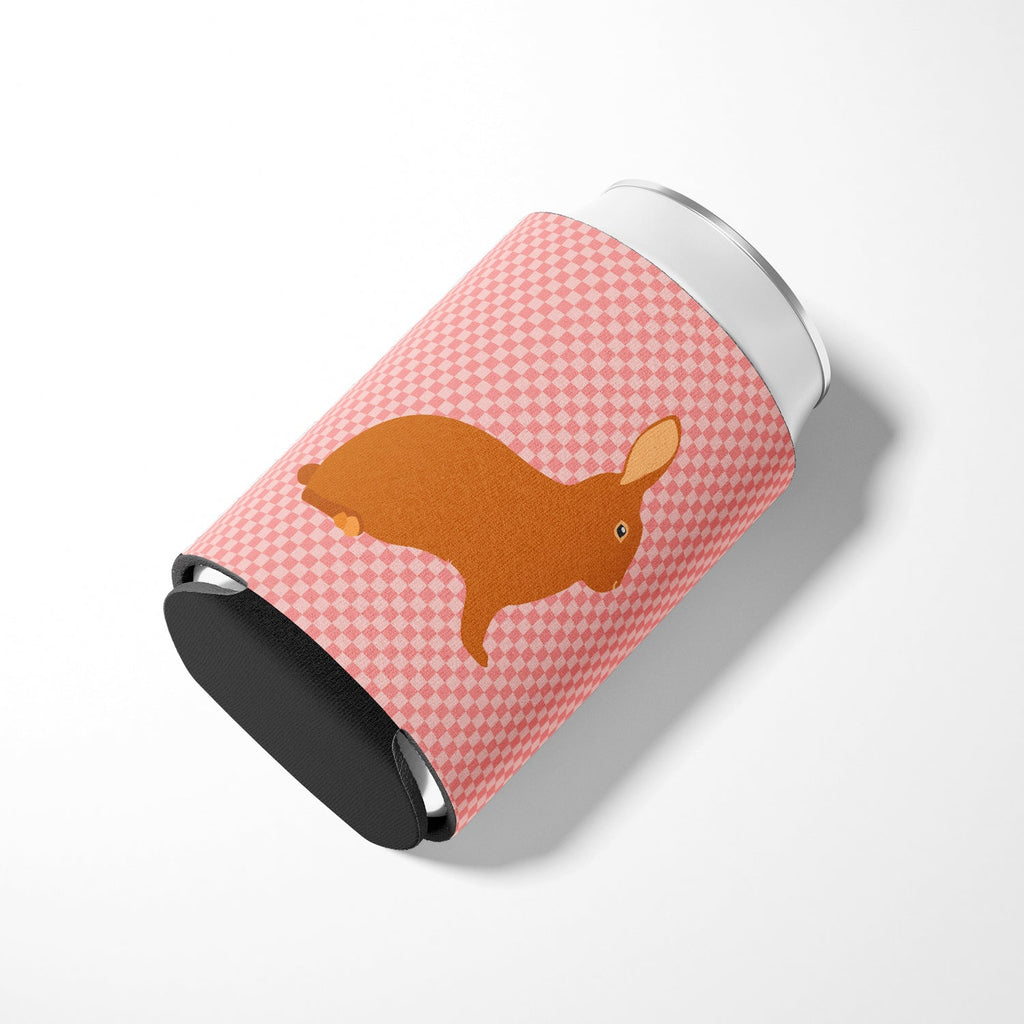Rex Rabbit Pink Check Can or Bottle Hugger Cooler Sleeve for Standard 12 oz Cans, Insulated Foam Beer & Soda Can Hugger Reusable