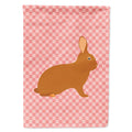 Rex Rabbit Pink Check House Flag 28x40 Porch Sleeve Pole Decorative Outside Yard Banner Artwork Wall Hanging, Polyester