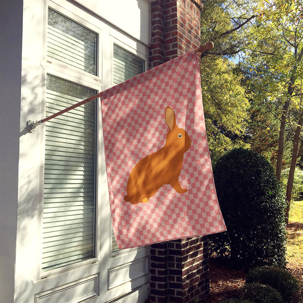 Rex Rabbit Pink Check House Flag 28x40 Porch Sleeve Pole Decorative Outside Yard Banner Artwork Wall Hanging, Polyester