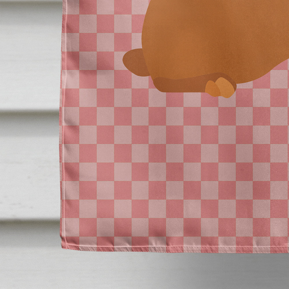 Rex Rabbit Pink Check House Flag 28x40 Porch Sleeve Pole Decorative Outside Yard Banner Artwork Wall Hanging, Polyester
