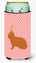 Rex Rabbit Pink Check Tall Boy Hugger Can Cooler Sleeve Machine Washable Drink Collapsible Insulator Beverage Insulated Holder