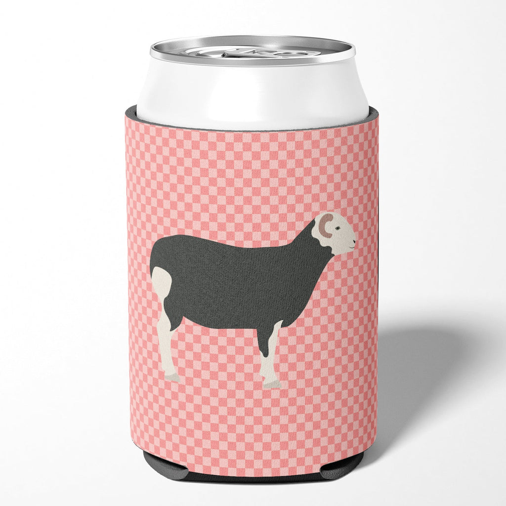 Herwick Sheep Pink Check Can or Bottle Hugger Cooler Sleeve for Standard 12 oz Cans, Insulated Foam Beer & Soda Can Hugger Reusable