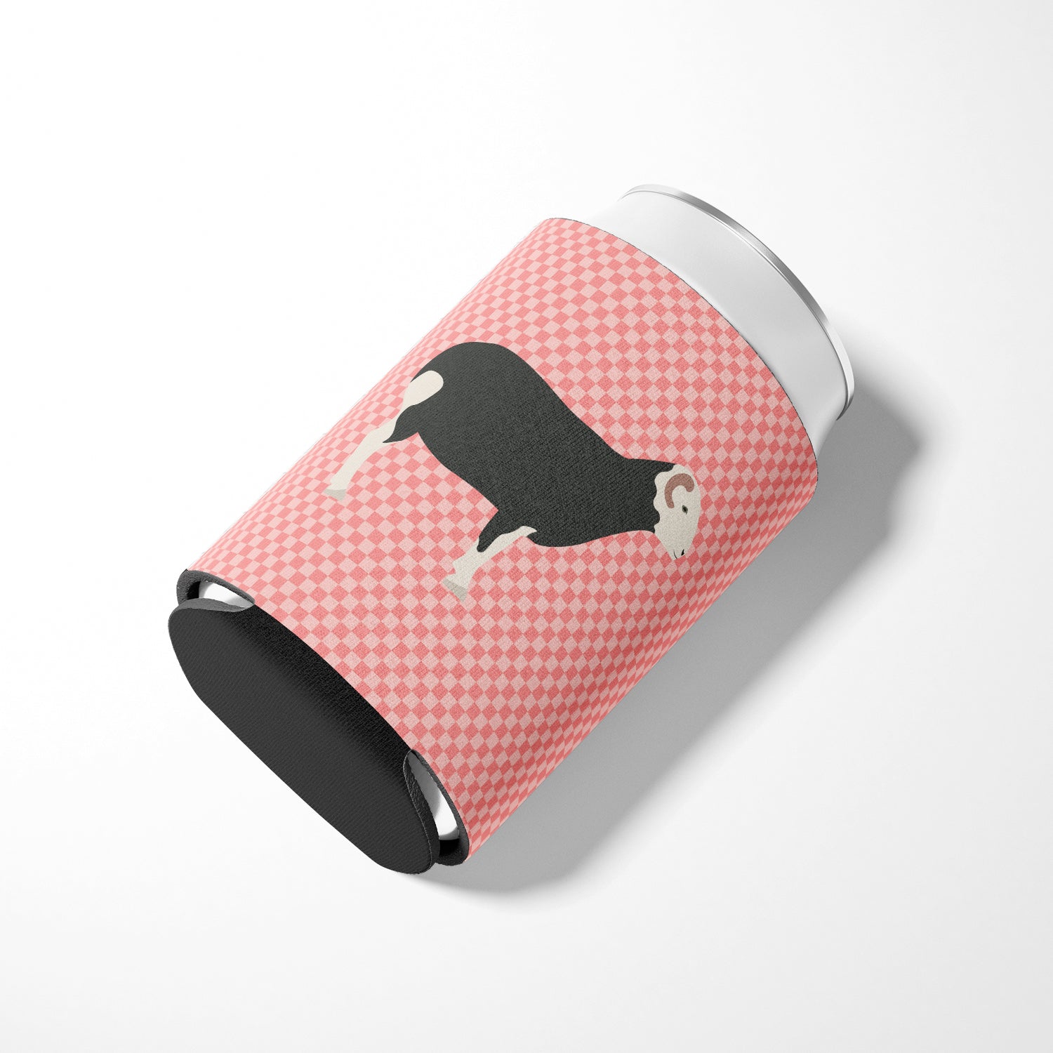 Herwick Sheep Pink Check Can or Bottle Hugger Cooler Sleeve for Standard 12 oz Cans, Insulated Foam Beer & Soda Can Hugger Reusable