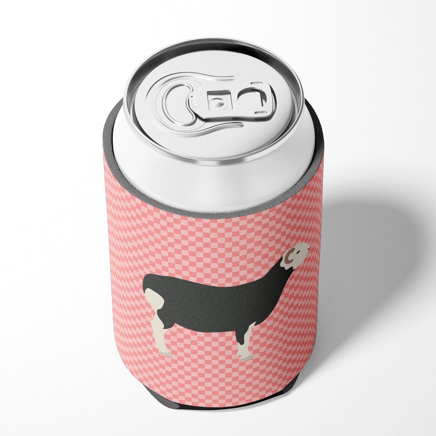Herwick Sheep Pink Check Can or Bottle Hugger Cooler Sleeve for Standard 12 oz Cans, Insulated Foam Beer & Soda Can Hugger Reusable