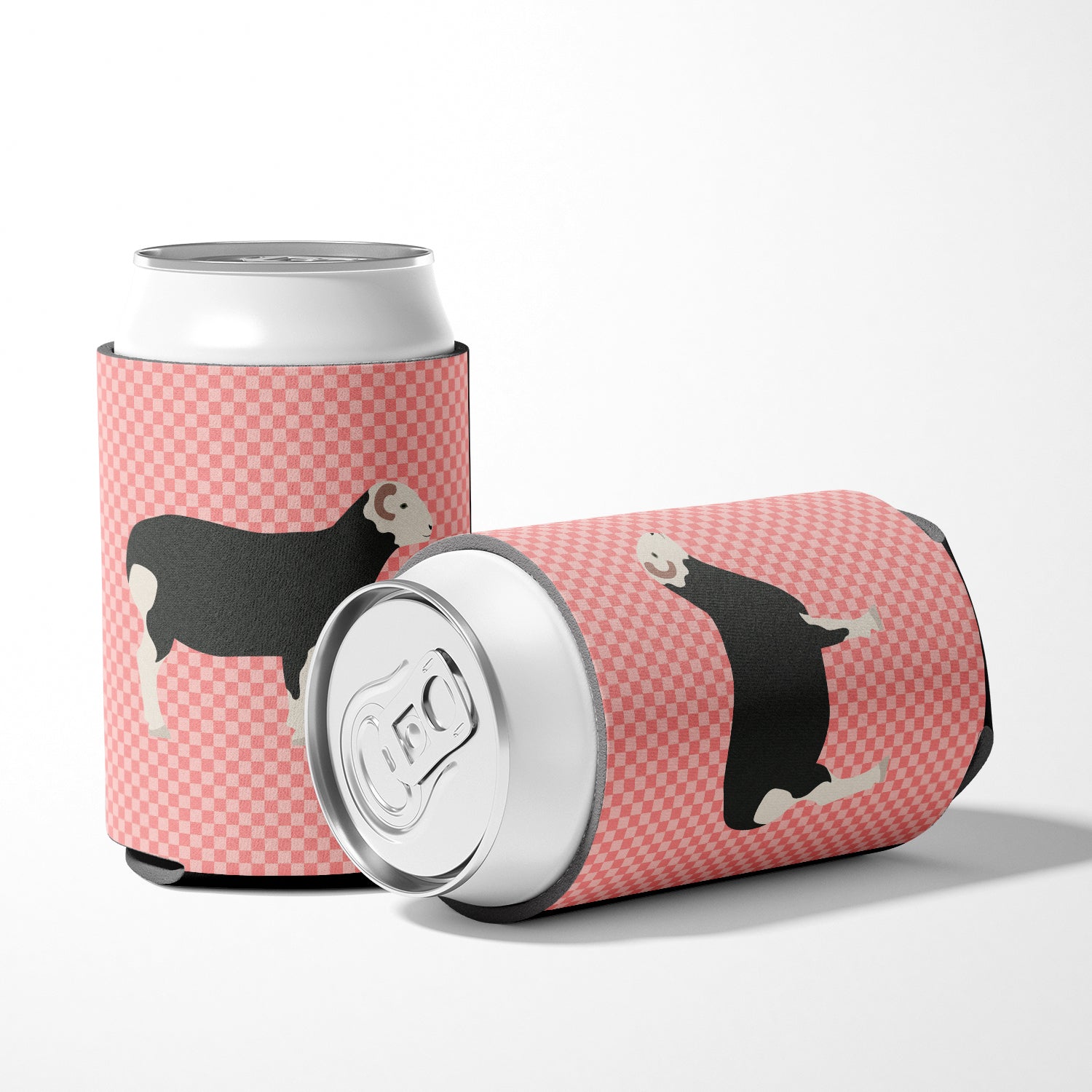 Herwick Sheep Pink Check Can or Bottle Hugger Cooler Sleeve for Standard 12 oz Cans, Insulated Foam Beer & Soda Can Hugger Reusable