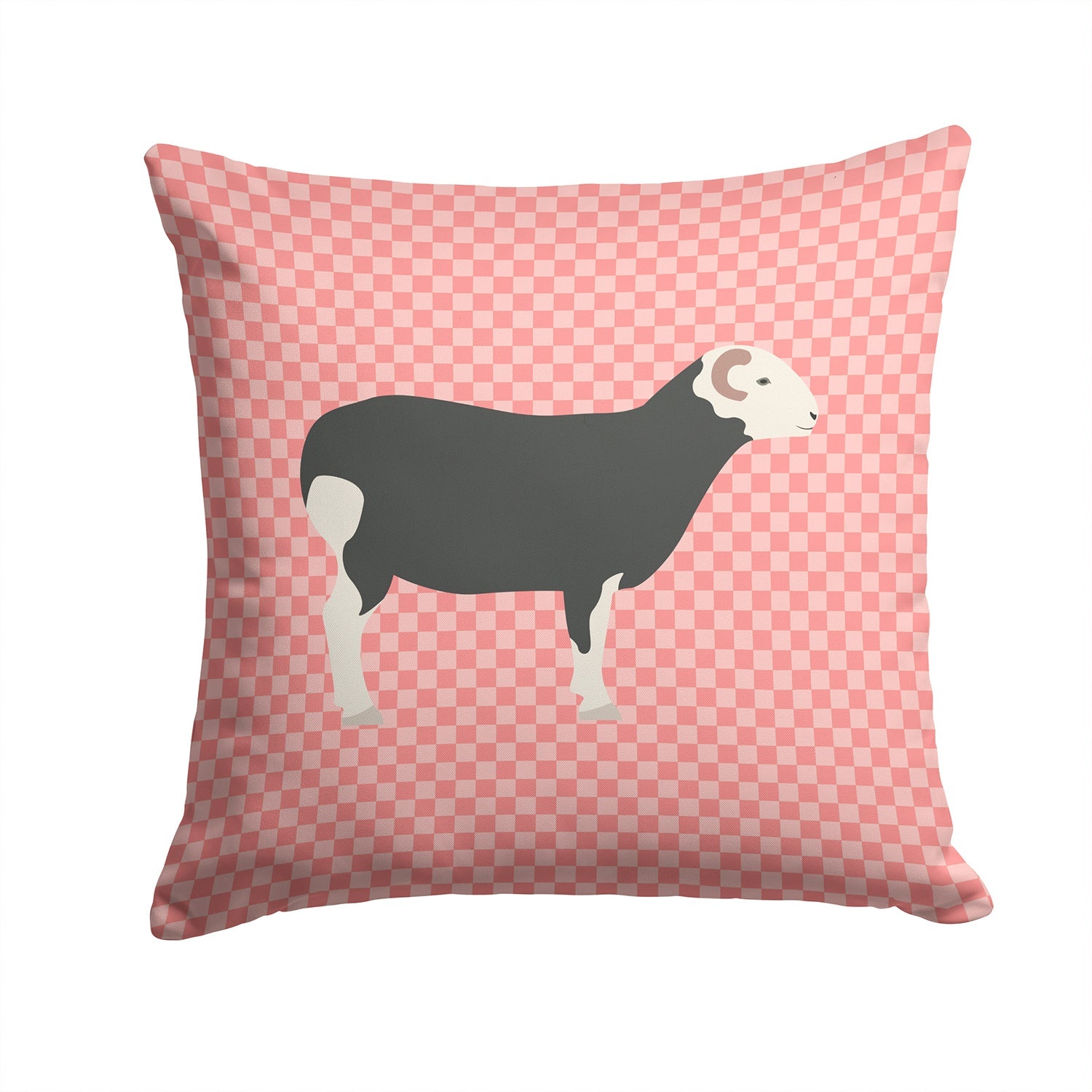Herwick Sheep Pink Check Decorative Throw Pillow 14x14 Indoor Outdoor Accent Cushion, Fabric Cover with Insert for Sofa, Bed, Porch & Living Room