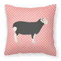 Herwick Sheep Pink Check Decorative Throw Pillow 18x18 Indoor Outdoor Accent Cushion, Fabric Cover with Insert for Sofa, Bed, Porch & Living Room