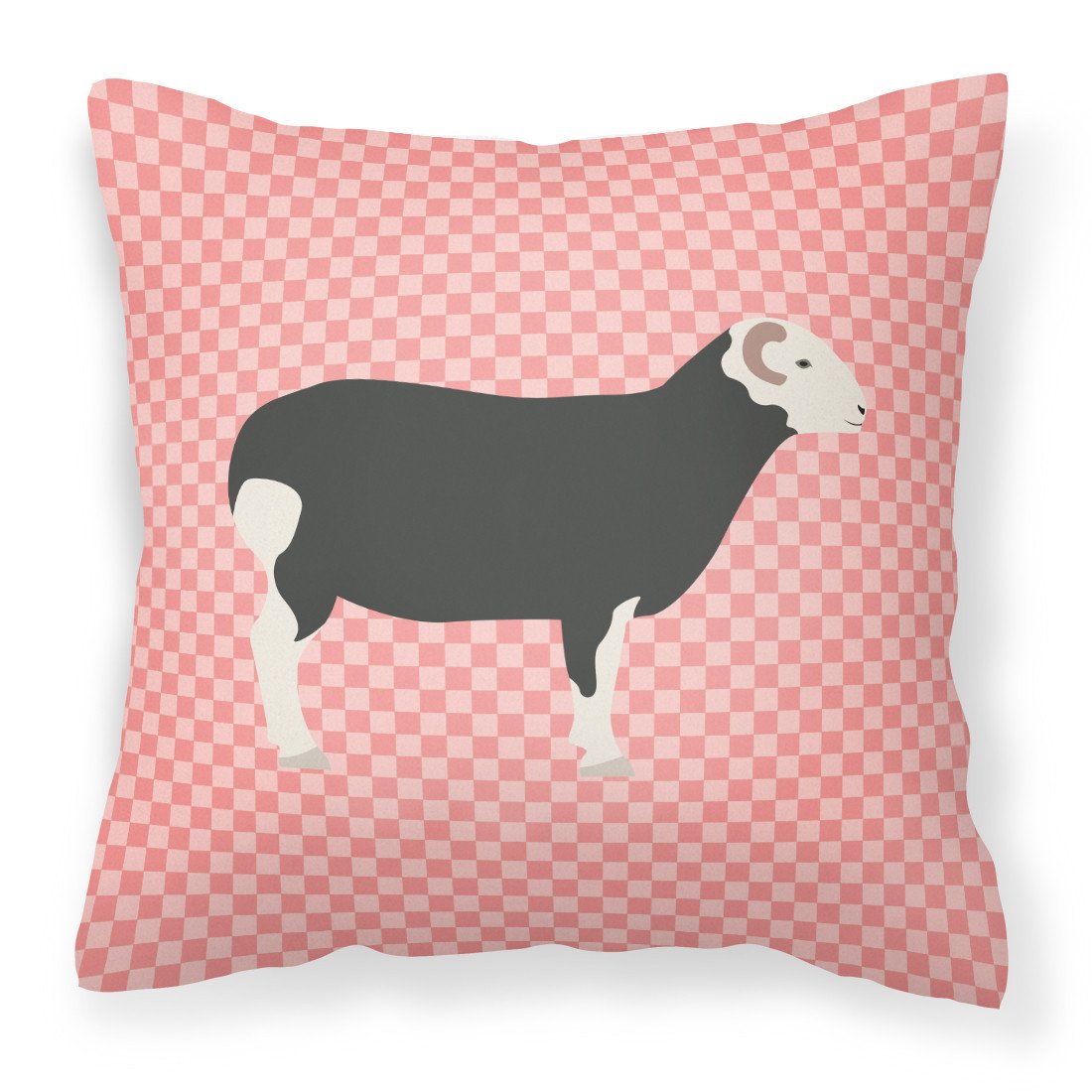 Herwick Sheep Pink Check Decorative Throw Pillow 18x18 Indoor Outdoor Accent Cushion, Fabric Cover with Insert for Sofa, Bed, Porch & Living Room