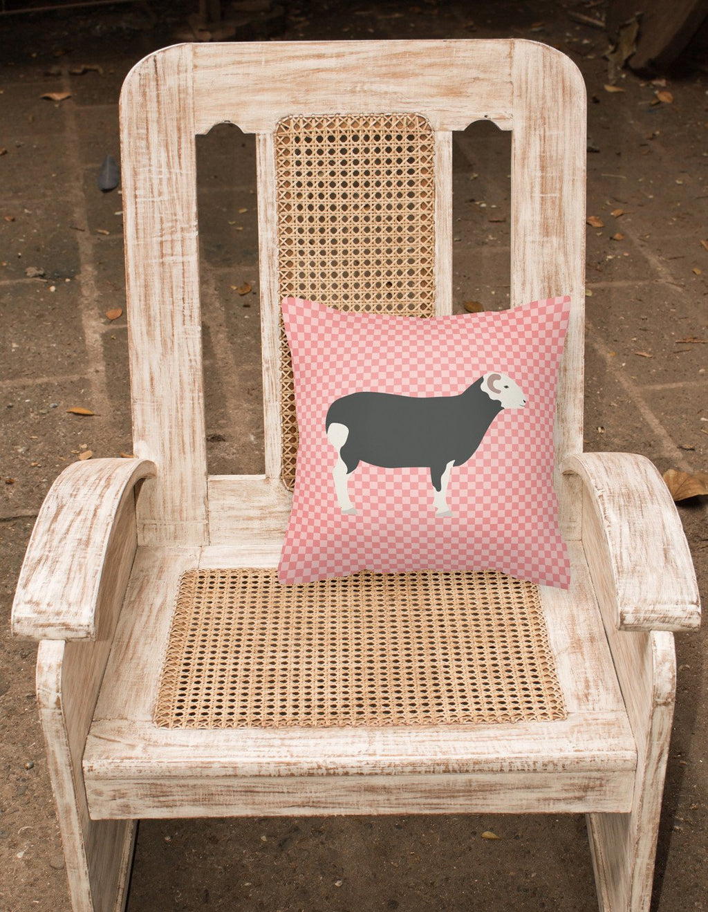 Herwick Sheep Pink Check Decorative Throw Pillow 18x18 Indoor Outdoor Accent Cushion, Fabric Cover with Insert for Sofa, Bed, Porch & Living Room