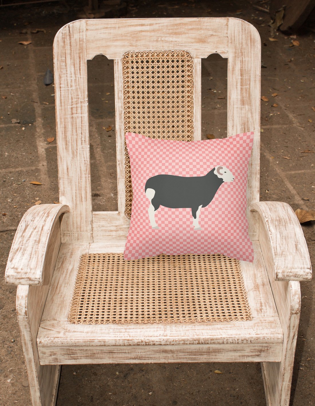 Herwick Sheep Pink Check Decorative Throw Pillow 18x18 Indoor Outdoor Accent Cushion, Fabric Cover with Insert for Sofa, Bed, Porch & Living Room