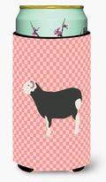 Herwick Sheep Pink Check Tall Boy Hugger Can Cooler Sleeve Machine Washable Drink Collapsible Insulator Beverage Insulated Holder