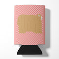 Lincoln Longwool Sheep Pink Check Can or Bottle Hugger Cooler Sleeve for Standard 12 oz Cans, Insulated Foam Beer & Soda Can Hugger Reusable