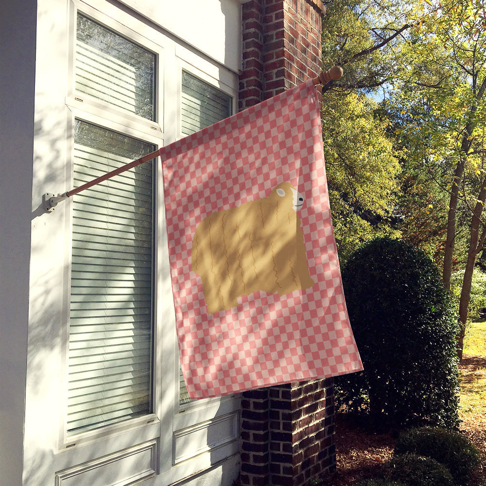 Lincoln Longwool Sheep Pink Check House Flag 28x40 Porch Sleeve Pole Decorative Outside Yard Banner Artwork Wall Hanging, Polyester