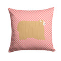Lincoln Longwool Sheep Pink Check Decorative Throw Pillow 14x14 Indoor Outdoor Accent Cushion, Fabric Cover with Insert for Sofa, Bed, Porch & Living Room