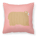 Lincoln Longwool Sheep Pink Check Decorative Throw Pillow 18x18 Indoor Outdoor Accent Cushion, Fabric Cover with Insert for Sofa, Bed, Porch & Living Room