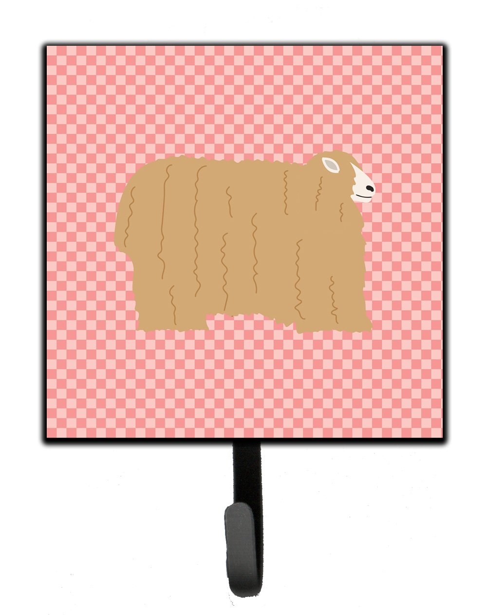 Lincoln Longwool Sheep Pink Check Leash or Key Holder Wall Hooks, Key Hooks Holder, Coat Rack Wall Mount, Coat Hooks, Hooks for Hanging Keys, Towels, Aprons, Leashes