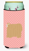 Lincoln Longwool Sheep Pink Check Tall Boy Hugger Can Cooler Sleeve Machine Washable Drink Collapsible Insulator Beverage Insulated Holder
