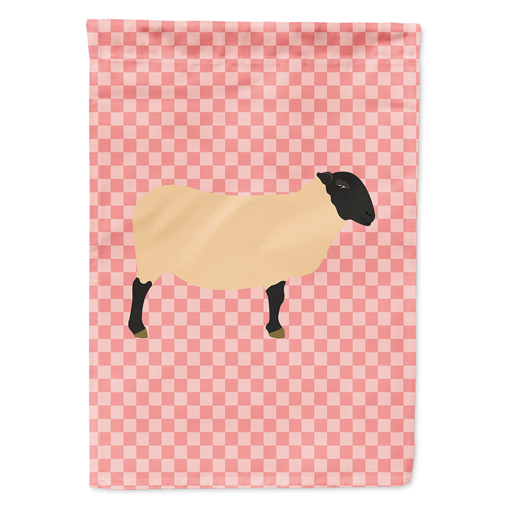 Suffolk Sheep Pink Check House Flag 28x40 Porch Sleeve Pole Decorative Outside Yard Banner Artwork Wall Hanging, Polyester