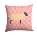 Suffolk Sheep Pink Check Decorative Throw Pillow 14x14 Indoor Outdoor Accent Cushion, Fabric Cover with Insert for Sofa, Bed, Porch & Living Room