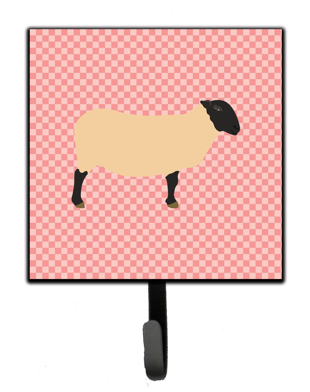 Suffolk Sheep Pink Check Leash or Key Holder Wall Hooks, Key Hooks Holder, Coat Rack Wall Mount, Coat Hooks, Hooks for Hanging Keys, Towels, Aprons, Leashes